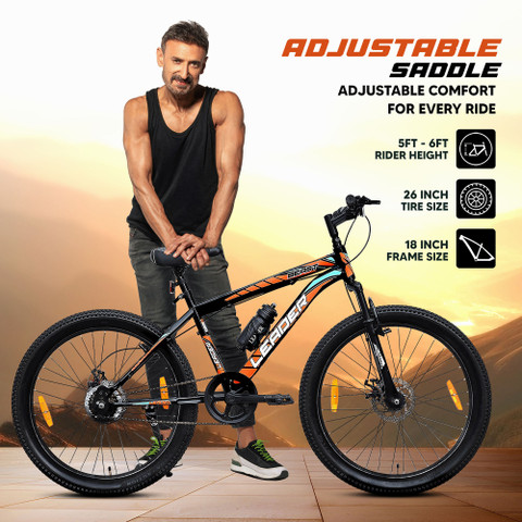 LEADER Beast 26T with Front Suspension and Disc Brake and Complete  Accessories 26 T (inch) Mountain Cycle