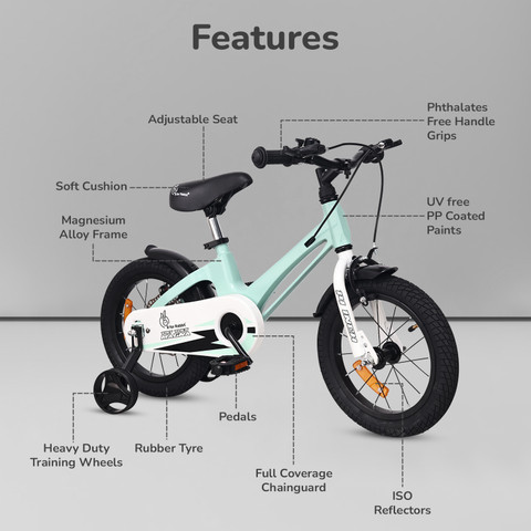R for Rabbit Tiny Toes Magna 14 Inch Bicycle for Kids 3-5 years  Magnesium, Lightweight 14 T (inch) Road Cycle
