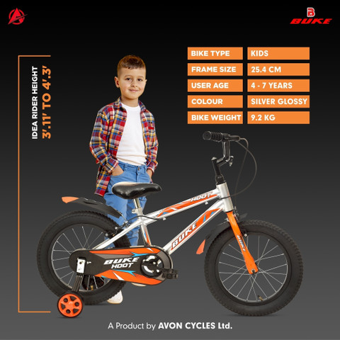 AVON HOOT 16T Kids Cycle for Boys with Training Wheel 85% Pre Fitted  Stylish Design 16 T (inch) BMX Cycle