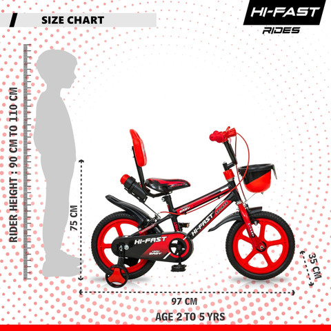 Hi-Fast Sports Cycle For Kids Age to Years Boys Girls || 95%  Pre-Assembled || 14 T (inch) Road Cycle