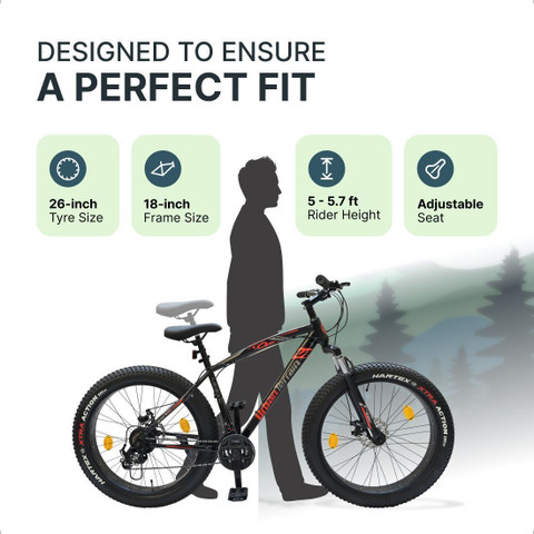 Fat Tyre 18 Inch Mountain Bike With Gears Prime Fat Bicycle With Dual Disc  Breaks 21 Shimano Gears 26X4 Inch