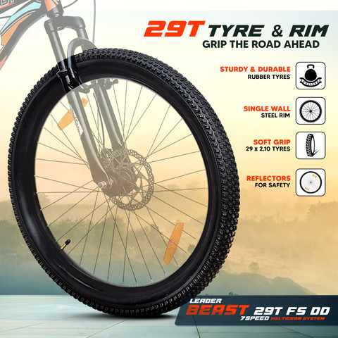 LEADER Beast 29T Multispeed (7 Speed) Bike & Dual Disc Brake 29 T (inch ...