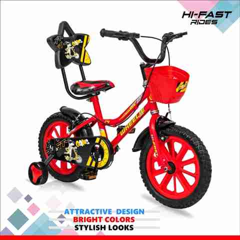 Hi-Fast Wheelie Kids Cycle For Age to Years Boys Girls || 95%  Pre-Assembled || 14 T (inch) Road Cycle
