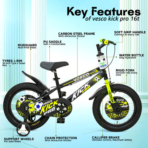 VESCO KICK PRO 16-T for Kids Bicycles Boys Girls age to Year 16 T  (inch) BMX Cycle