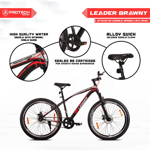 LEADER Brawny Single Speed MTB cycle with Dual Disc Brake