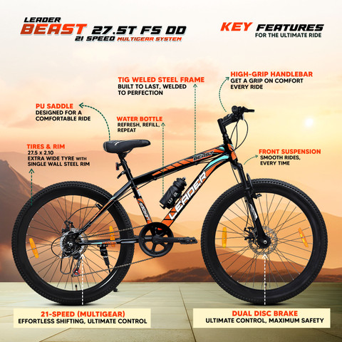 Mountain Bike With Multi Gear Cruiser Bike LEADER Beast MultiSpeed
