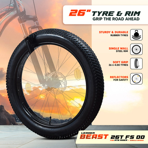 LEADER Beast 26x400 Fat Tire Cycle for Men Bicycle Front
