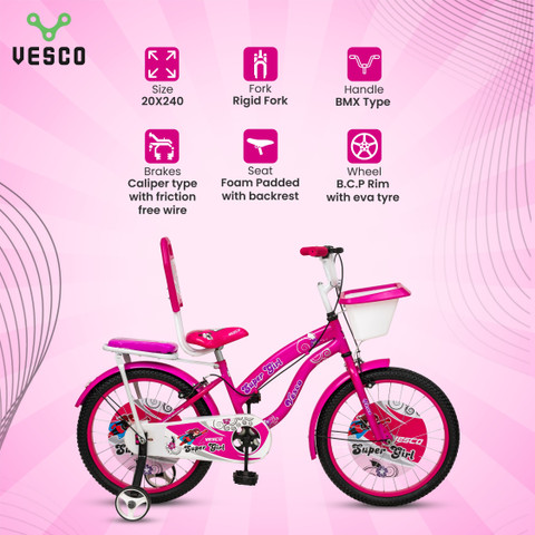 VESCO Super Girl 20T Pink Kids with Balance Wheel 20 T (inch) BMX