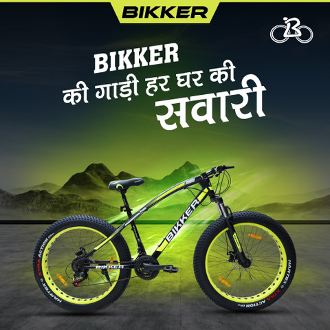 BIKKER Fat Tyre Cycle for Men with Dual Disc Brake, Front - Main Image