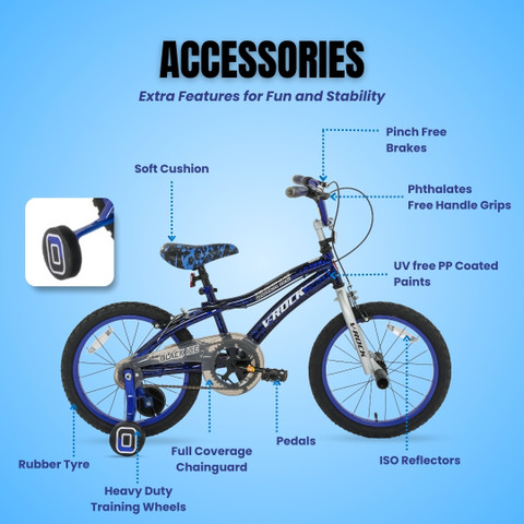 Vrock Black Ice 18T Blue-Silver Kids Bike, Steel Frame, Coaster