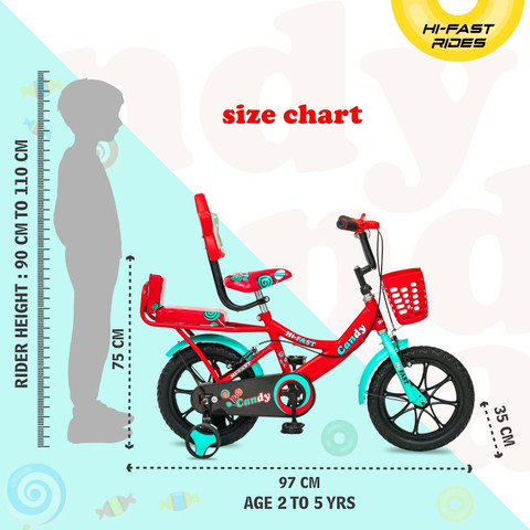 Hi-Fast Candy Unisex Kids Cycle For Age To Years With Back Seat || 95%  Assembled || 14 T (inch) Road Cycle