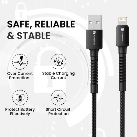 Portronics Lightning Cable A m Konenct X USB to PIN Fast