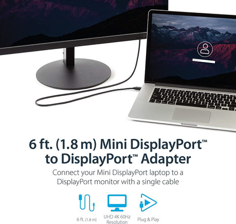 spincart Thunderbolt Cable m Mini DP to Displayport Cable