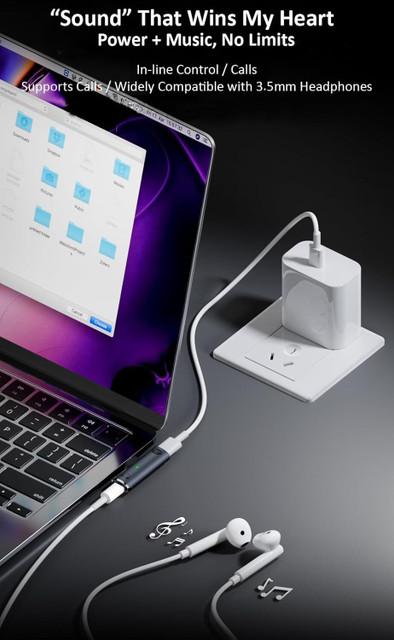 mizi Type C 0.15 m ABS Plastic USB-C to 3.5mm Headphone & Charging