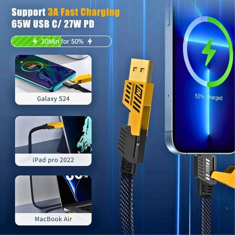 RoarX 4-in-1 Braided USB Cable 1.2m Yellow - Image 6