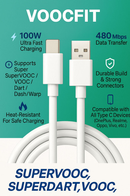 Ditya USB Type C Cable A m COPPER BRAIDING  DART/VOOC/SUPERVOOC/SUPERDART/WARP/DASH FAST CHARGING FOR 30W/50W/65W/80W