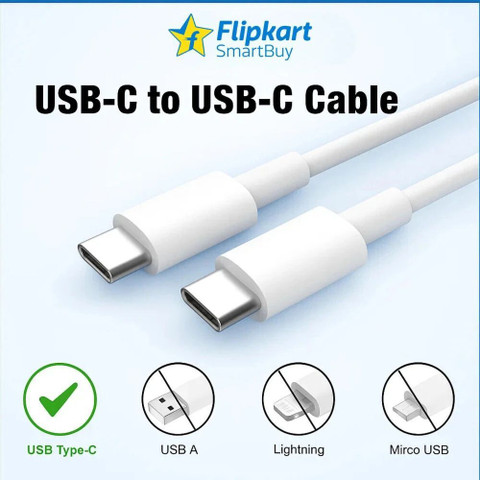 Flipkart SmartBuy USB Type C Cable A m TPE 60 watt Fast Charging Type C  to Type C Data Cable Compatible with Samsung/Nothing/Google/Apple iPhone