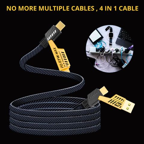 RoarX 4-in-1 Braided USB Cable 1.2m Yellow - Image 8