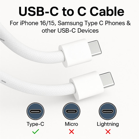 RoarX Type C A m iPhone 15 cable original Braided 60W Braided