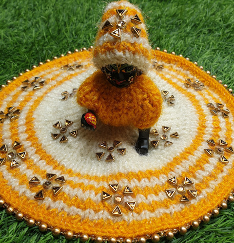 PrezzieBush Yellow White Color Laddu Gopal Winter Woolen dress for Size  3, 4,5 Dress