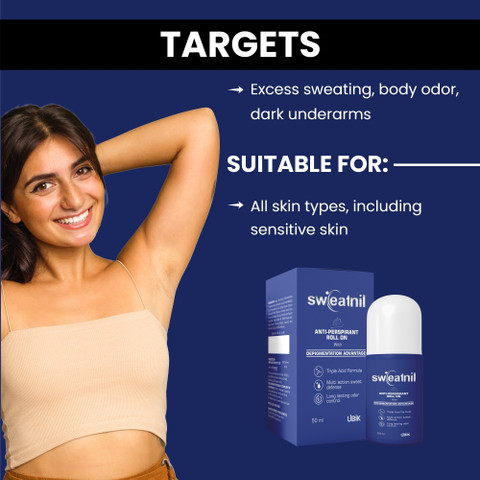 Sweatnil Roll-On Controls Excess Sweat Provides Long-Lasting Freshness  Deodorant Roll-on For Men Women