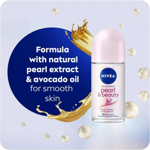 NIVEA Deo Pearl & Beauty Roll On – 4er Pack, Mit Perlenextrakt & Avocadoöl, Für Zarte Achseln