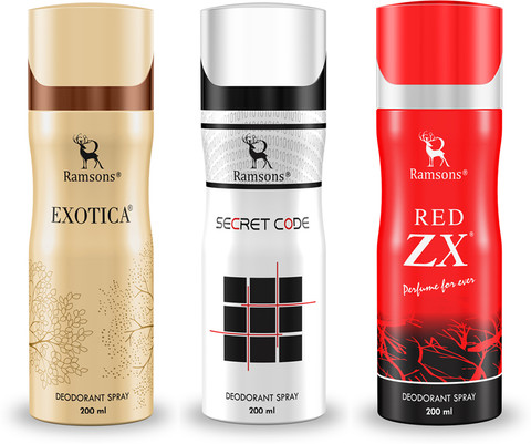 RAMSONS Exotica, Secret Code and Red ZX Deodorant Combo Deodorant