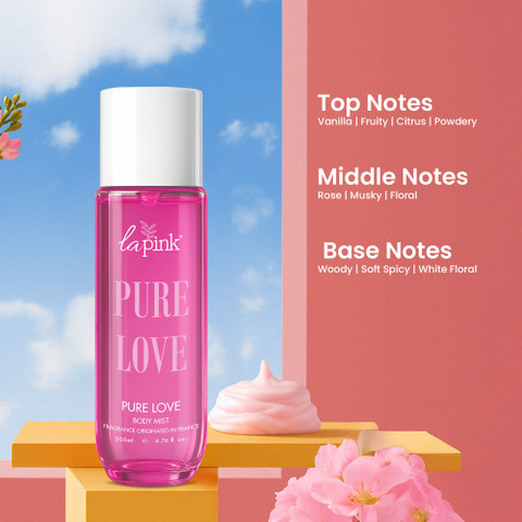 La Pink Pure Love Perfume Body Mist with Vanilla Fruity Scent Long  Lasting Body Mist For Men Women