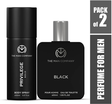THE MAN COMPANY Black Bold Perfume Duo 150 ml, 50 ml Body Spray For  Men
