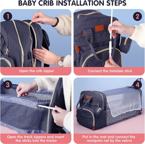 IndiRocks Multifunctional Mummy Bag Foldable Nappy Backpacks Baby - Main Image