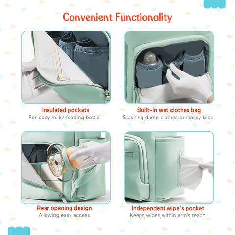 FISHER-PRICE Baby Diaper Bag, Mothers Maternity Bags for Travel, Bag  Backpack for Mother/Baby Changing Bag with Bottle Holder, Large Capacity