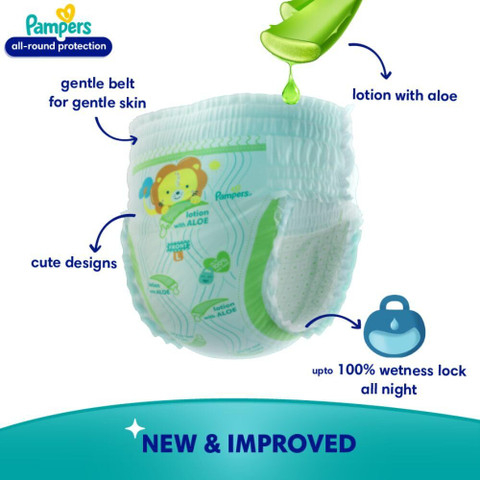 Pampers All round Protection Pants, Large size baby Diapers, Count Lotion  with Aloe Vera - L - Buy 42 Pampers Gel Pant Diapers for babies weighing <  14 Kg | Flipkart.com