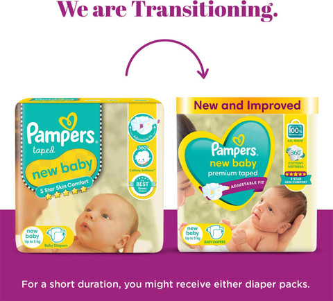 Pampers Active Baby Taped Diapers with Adjustable Fit New Born