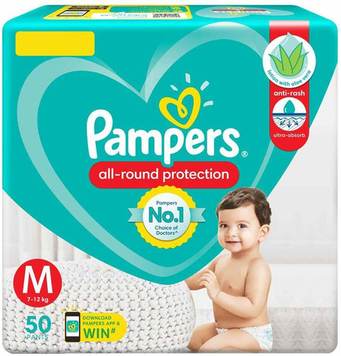 Pampers BABY DIAPER PANTS, SIZE MEDIUM, 50 PCS PACK M Buy 50