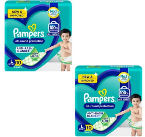 Pampers Baby dry diaper pants Large L 10+10 pack of 2 - L Pampers Baby dry diaper pants Large L 10+10 pack of 2 - L