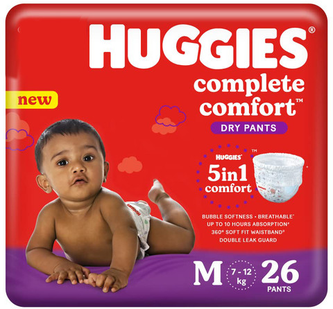 Huggies Dry Pant Diapers with Bubble Bed Technology M26 M