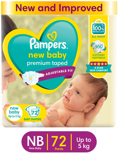 Pampers Active Baby Taped Diapers with Adjustable Fit New Born