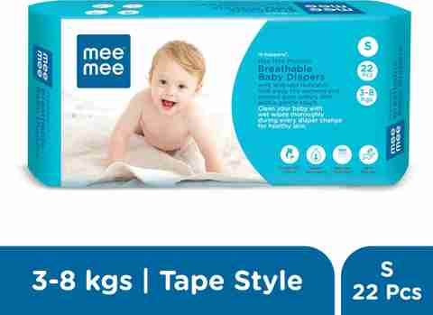 MeeMee Baby Diaper Tape, Wetness Indicator, Leakage Protection, High Absorb  Technology S - Main Image