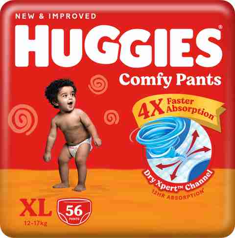 Huggies Comfy Baby Diaper Pants, Upto 50% Faster Absorption XL