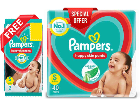 Pampers Happy Skin Diaper Pants S  (40 Pieces)