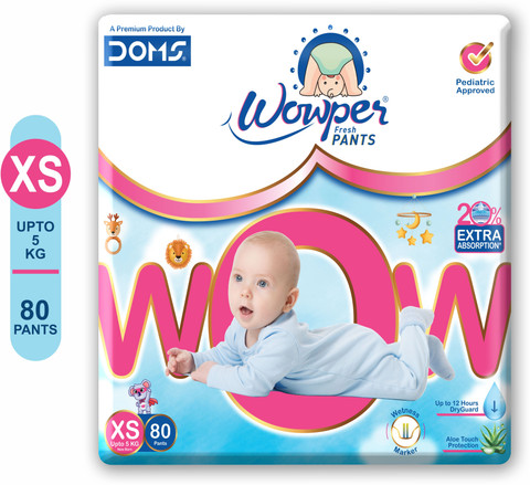 Wowper Fresh Baby Diapers Pants Upto 12 Hrs Absorbtion 0-5Kg