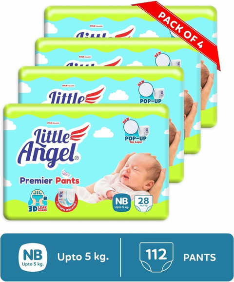 Little Angel Premier Baby Diaper Pants(4 x 28 Pcs) - New Born