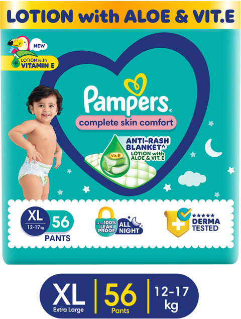 Pampers Complete Skin Comfort Pants, Anti-rash blanket, Lotion with  VitaminE Aloe Vera XL