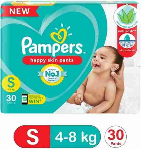 Pampers Pants Small size baby Diaper 30 Count, Lotion with Aloe