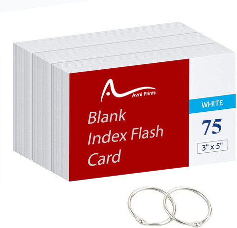 Avni Prints Unruled Index Flash Cards - 3x5 inch White with Free Binder  Rings Pocket-size Planner/Organizer Unrulled 75 Pages Price in India - Buy  Avni Prints Unruled Index Flash Cards - 3x5