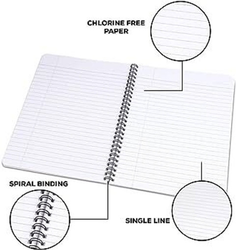 UNIQPAL Spiral Binding Long Notebook-Single Line 75 GSM A4 Notebook ...
