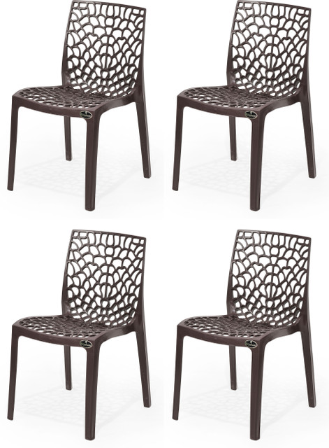 APPLE FURNITURE Designer Web Plastic Living Room Outdoor Chair Plastic  Dining Chair