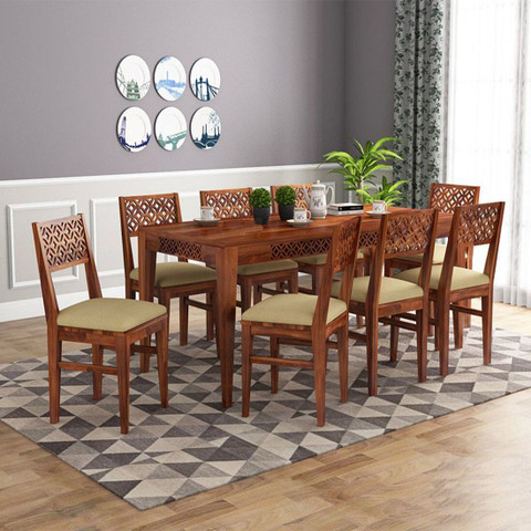 Mooncraft Furniture Wooden Dining Table with Chairs Solid Wood