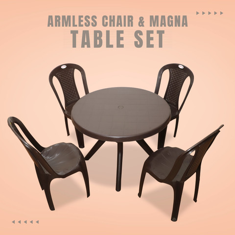ARLAVYA Premium Round Shape Dining Table Set for Home Garden