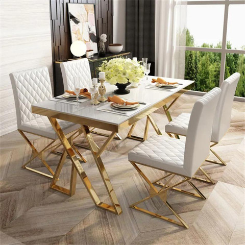 Tempered Glass Extendable Glass Dining Table And Chairs Luxury